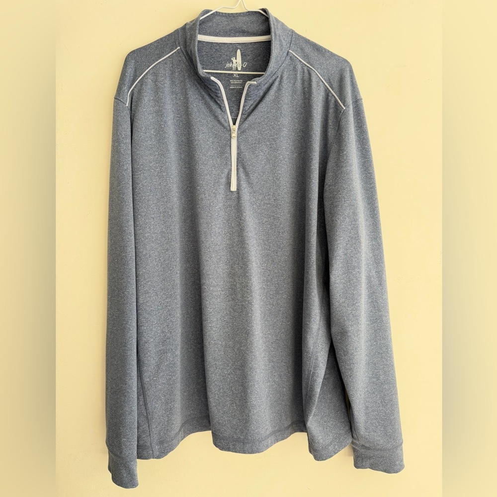 Johnnie-O 1/4 Zip Pullover Men's XL Gray Polyester/Spandex Golf Stretch blue